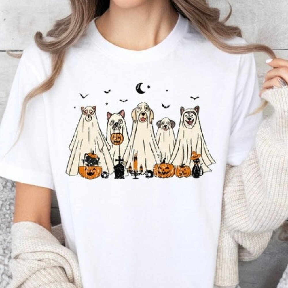 Retro Halloween Ghost Dog Shirt, Ghost Dog Halloween Shirt, Dog Halloween Shirt